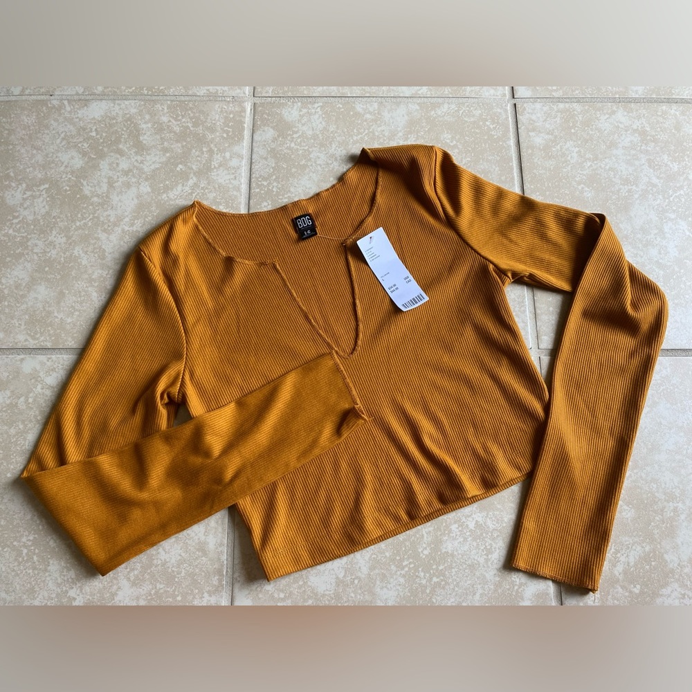 Urban outfitters nwt BDG Nala notch Henley crop top rust orange - Picture 3 of 15